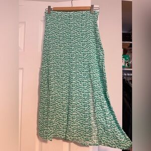 H&M Green and White Maxi Skirt